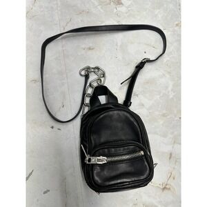 Alexander Wang Mini Attica Black Leather Crossbody Bag Backpack Chain Straps